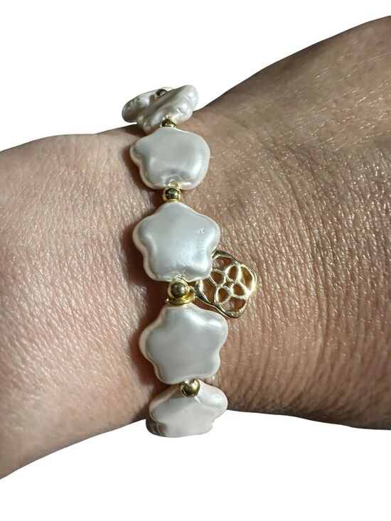 Kendra Scott flower-shaped in mother-of-pearl beads bracelet Adjustable NWT